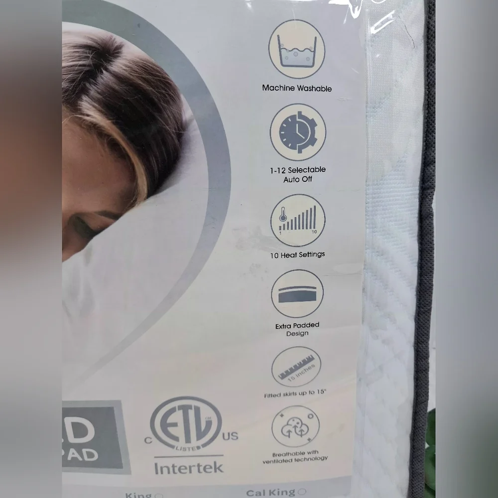 Reaks Queen Size Dual Controlled Heated Mattress Pad 10 Heat Settings 60x80